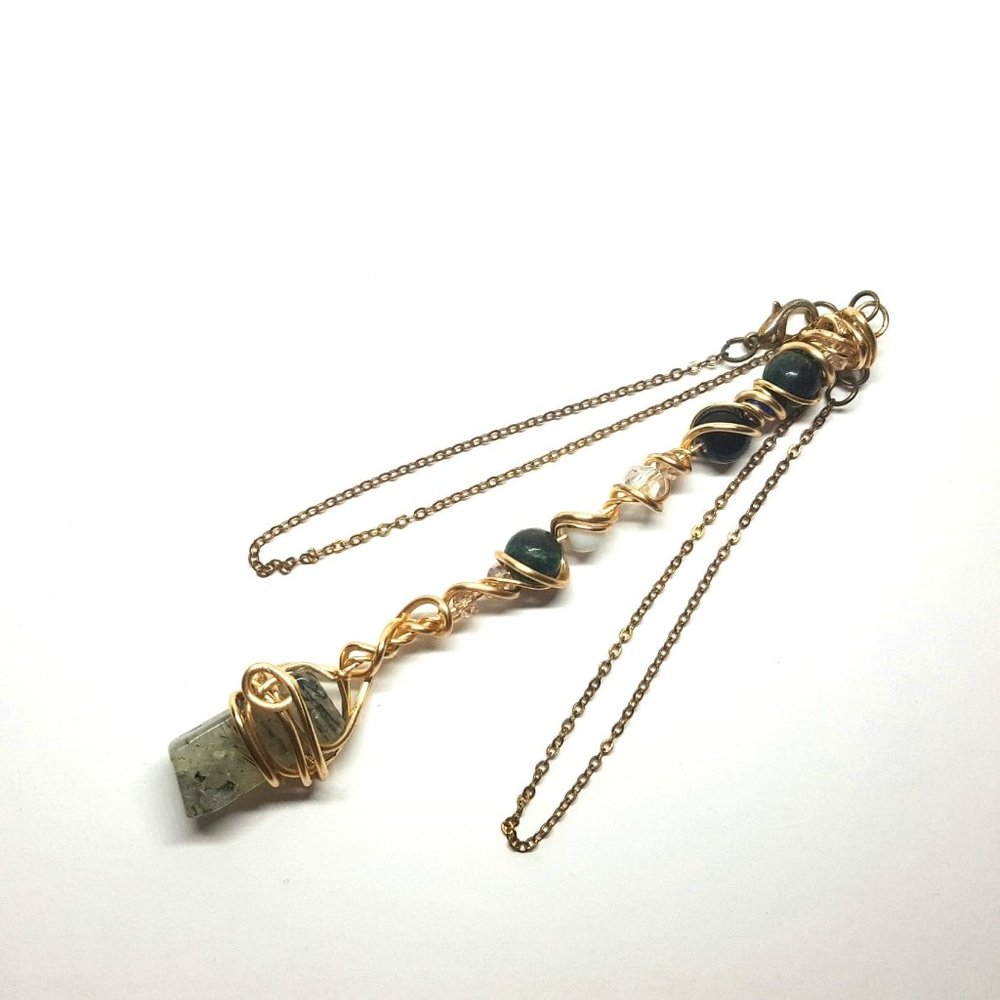 Prehnite Emerald Onyx Crystal Wand